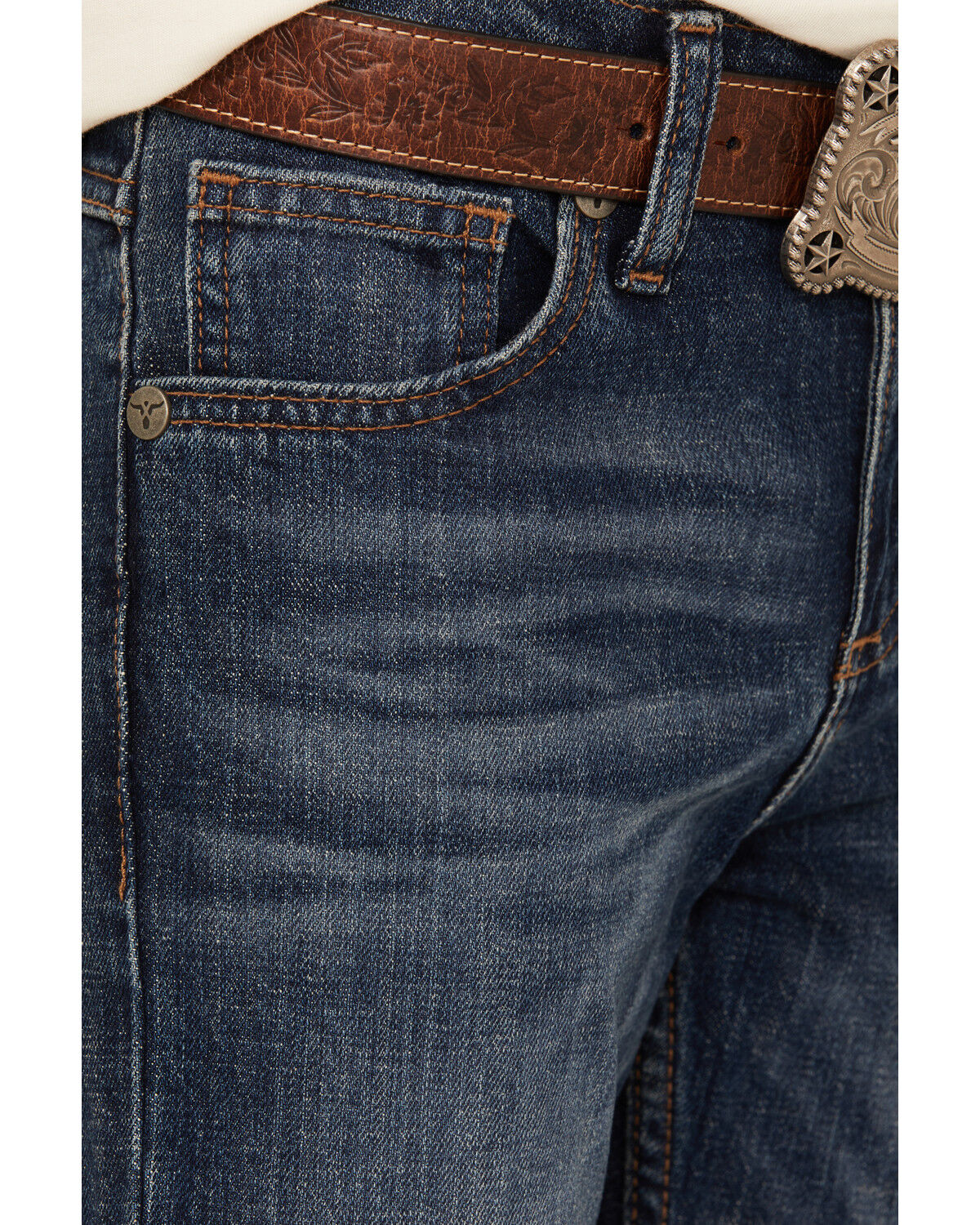 Image #2 - Wrangler 20X Boys' Barksdale Dark Wash Vintage Bootcut Stretch Denim Jeans, Dark Wash, hi-res
