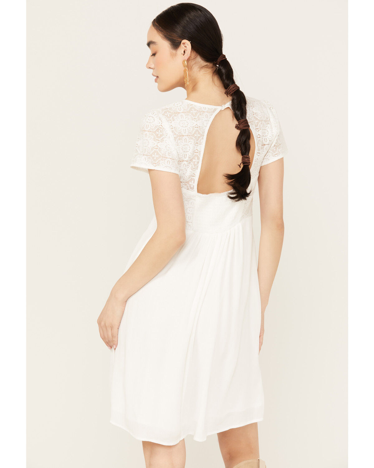 Image #4 - Beyond The Radar Lace Front Mini Dress, White, hi-res