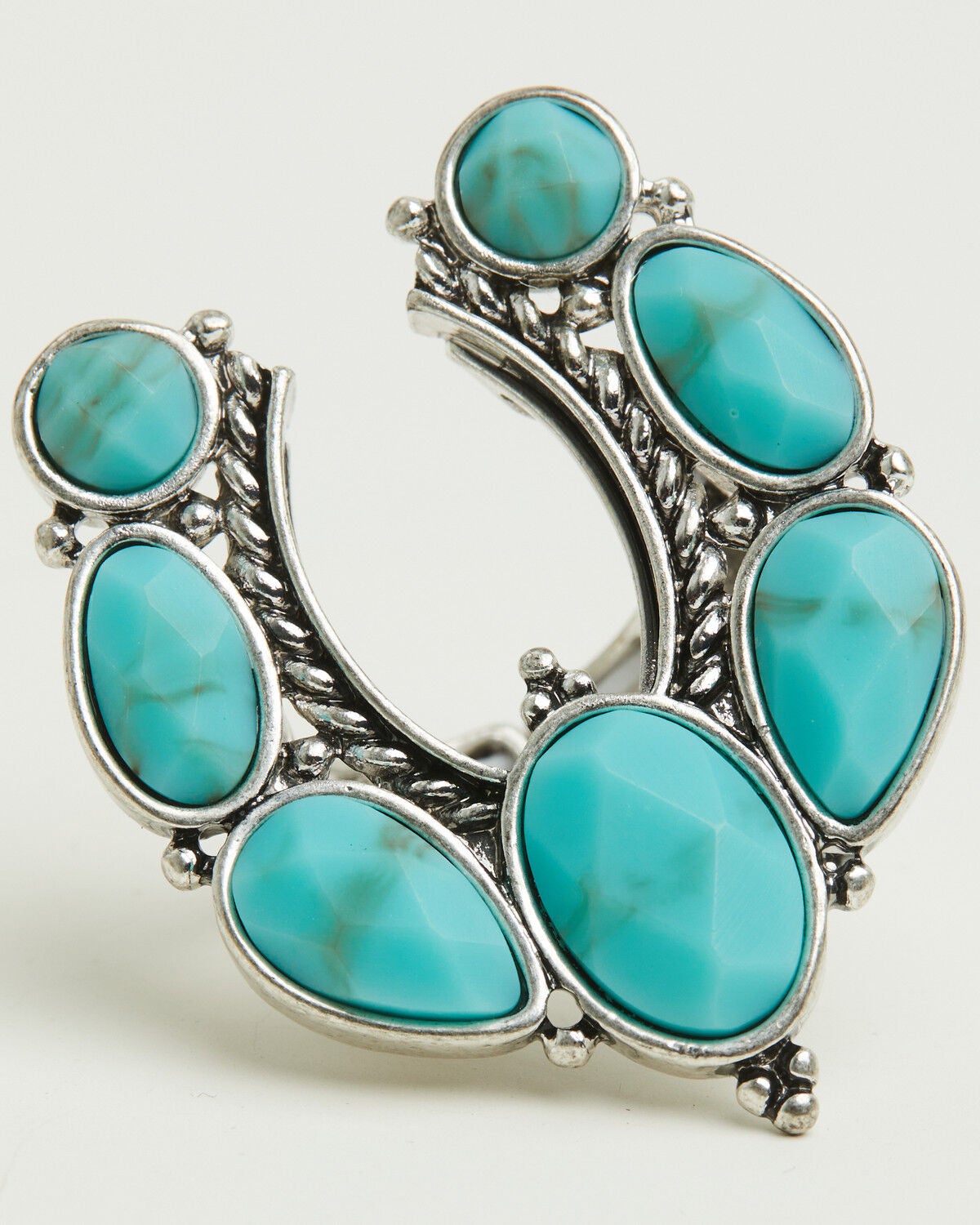 Image #1 - Lainey Wilson Women's Adjustable Horseshoe Stone Ring, Silver, hi-res