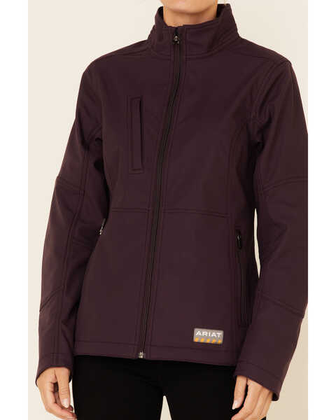 Ariat Women's Rebar Stitch Softshell Zip-Front Work Jacket, Purple, hi-res