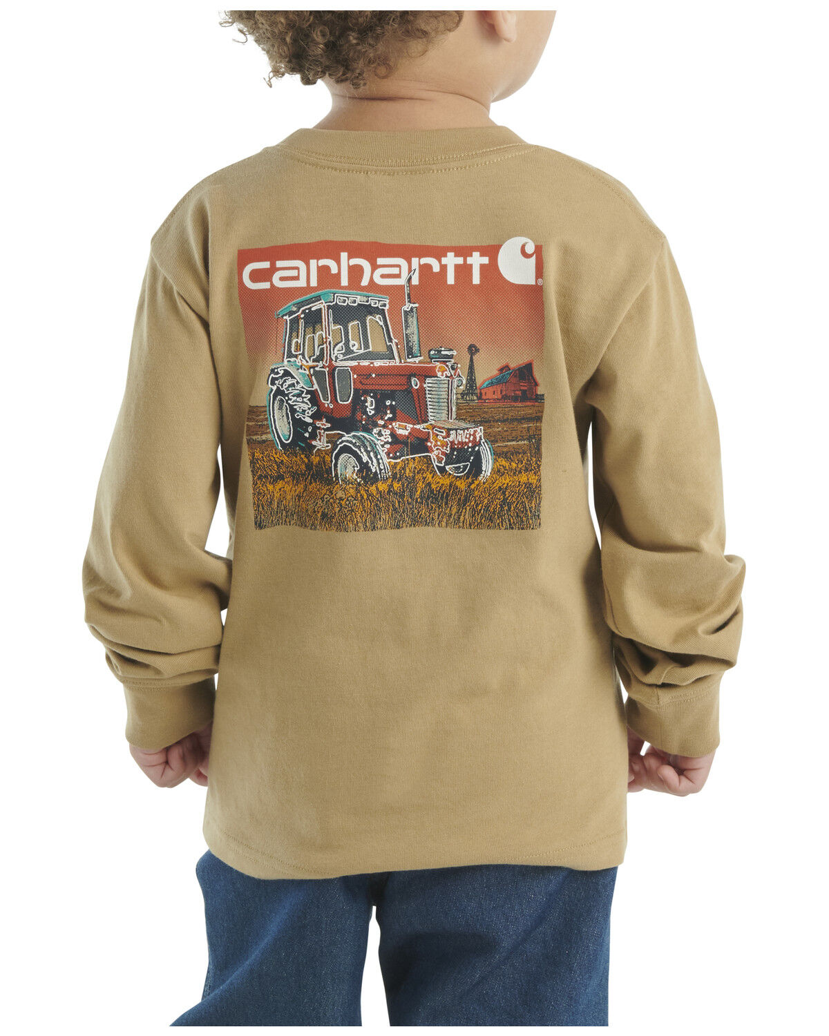 Image #1 - Carhartt Toddler Boys' Tractor Long Sleeve Pocket T-Shirt, Khaki, hi-res