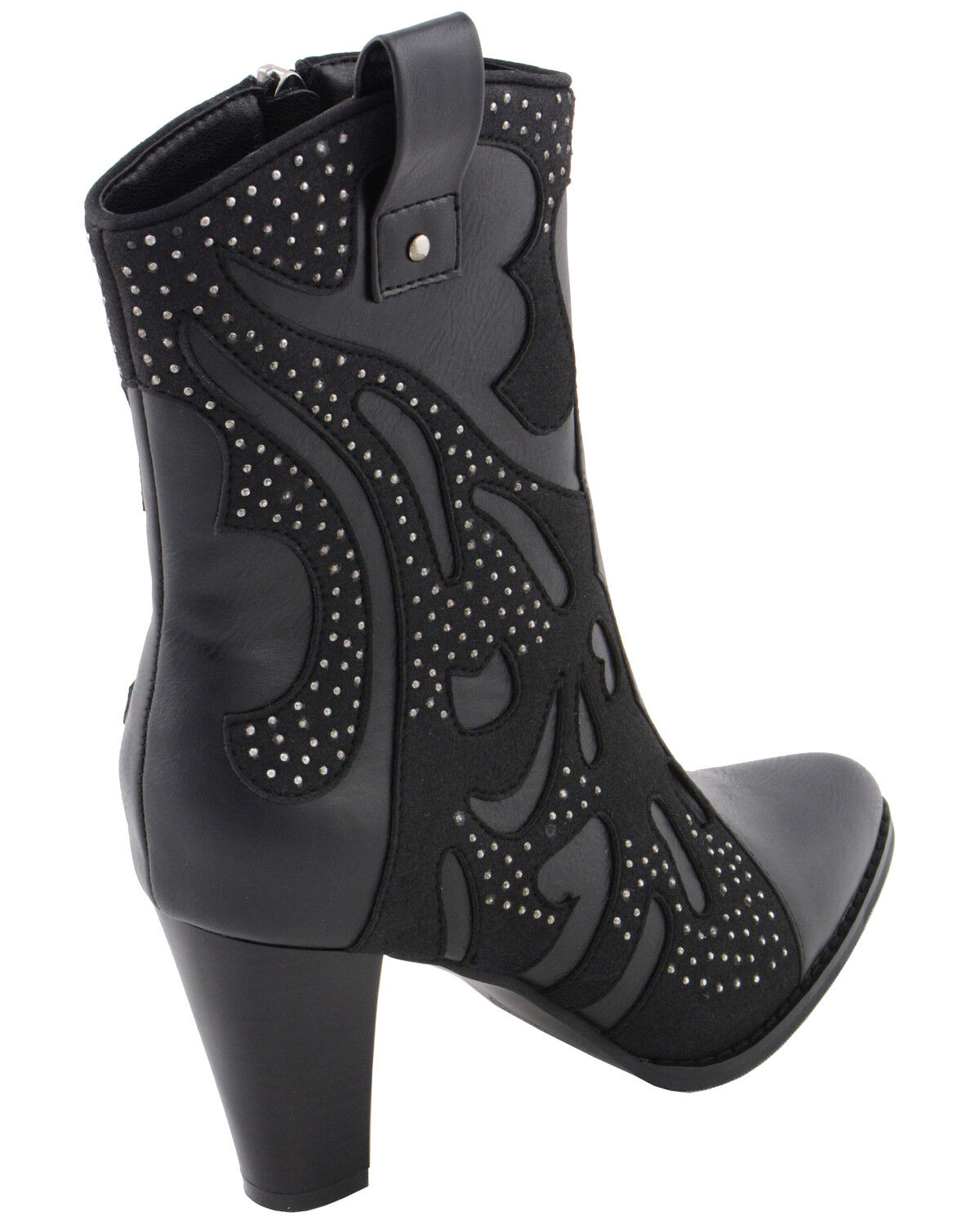 Image #9 - Milwaukee Leather Women's Studded Overlay Western Boots - Round Toe, Black, hi-res