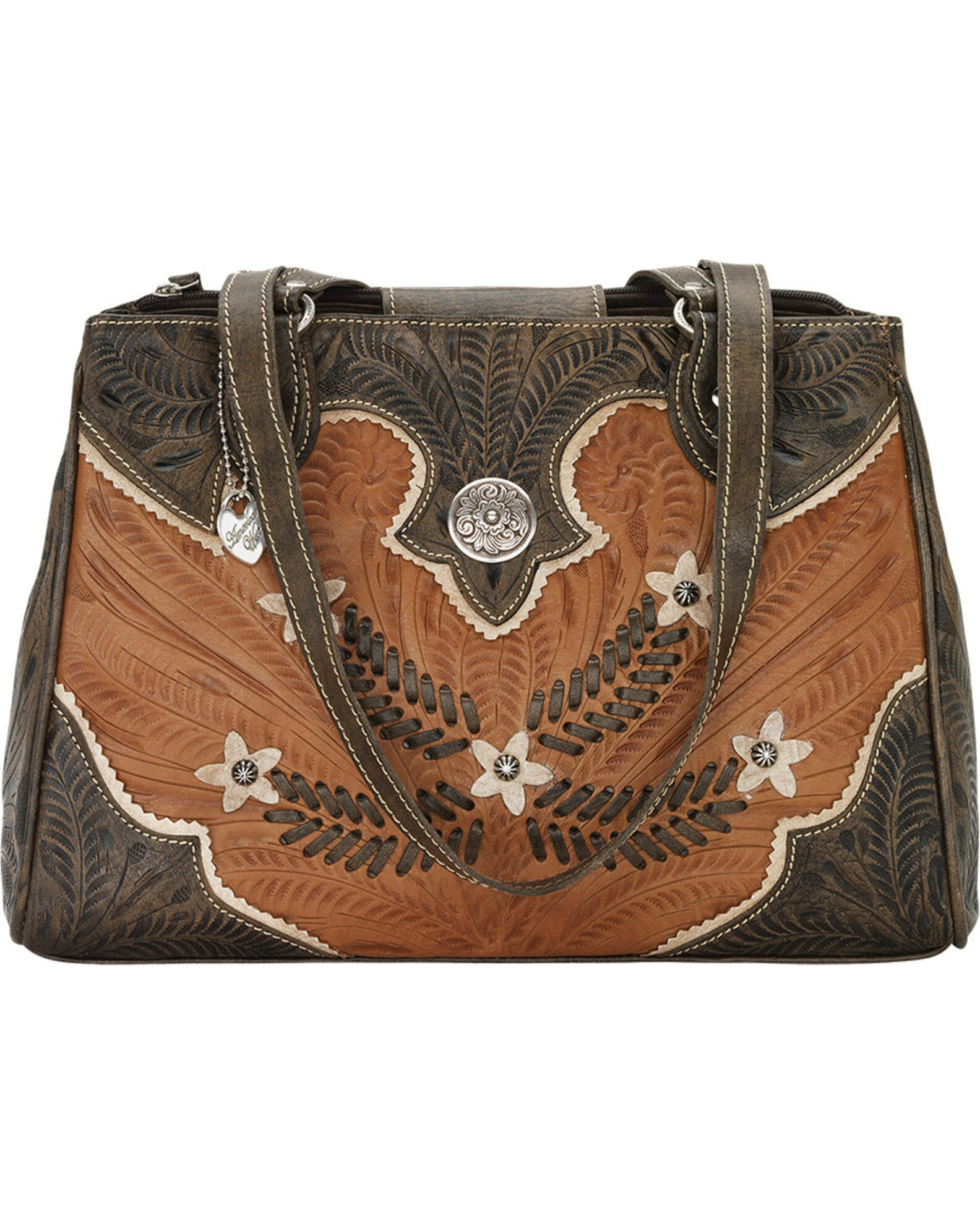 Image #1 - American West Women's Golden Tan Desert Wildflower Tote, Tan, hi-res