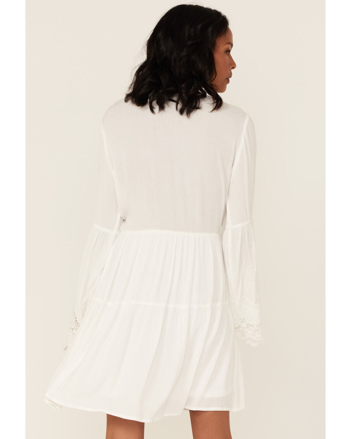 En Crème Women's Ivory Lace Bell Sleeve 