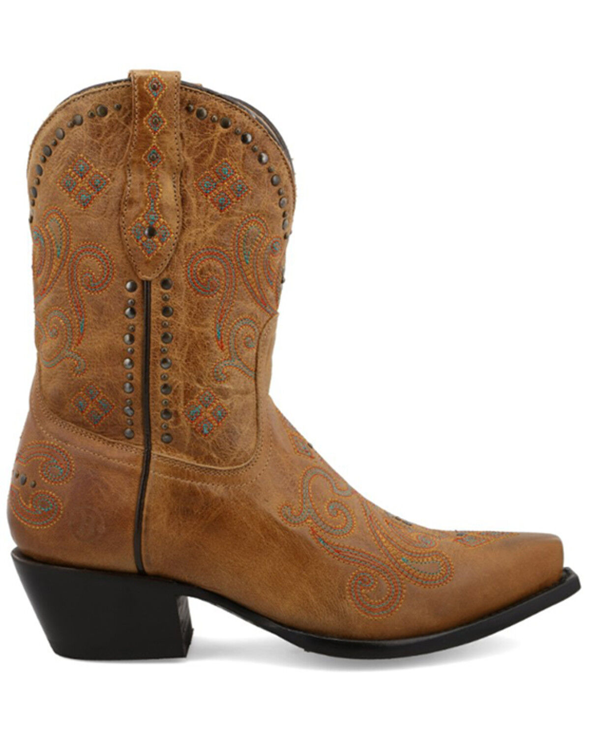 Image #2 - Black Star Women's CellSole Studded Leather Western Boots - Snip Toe, Brown, hi-res