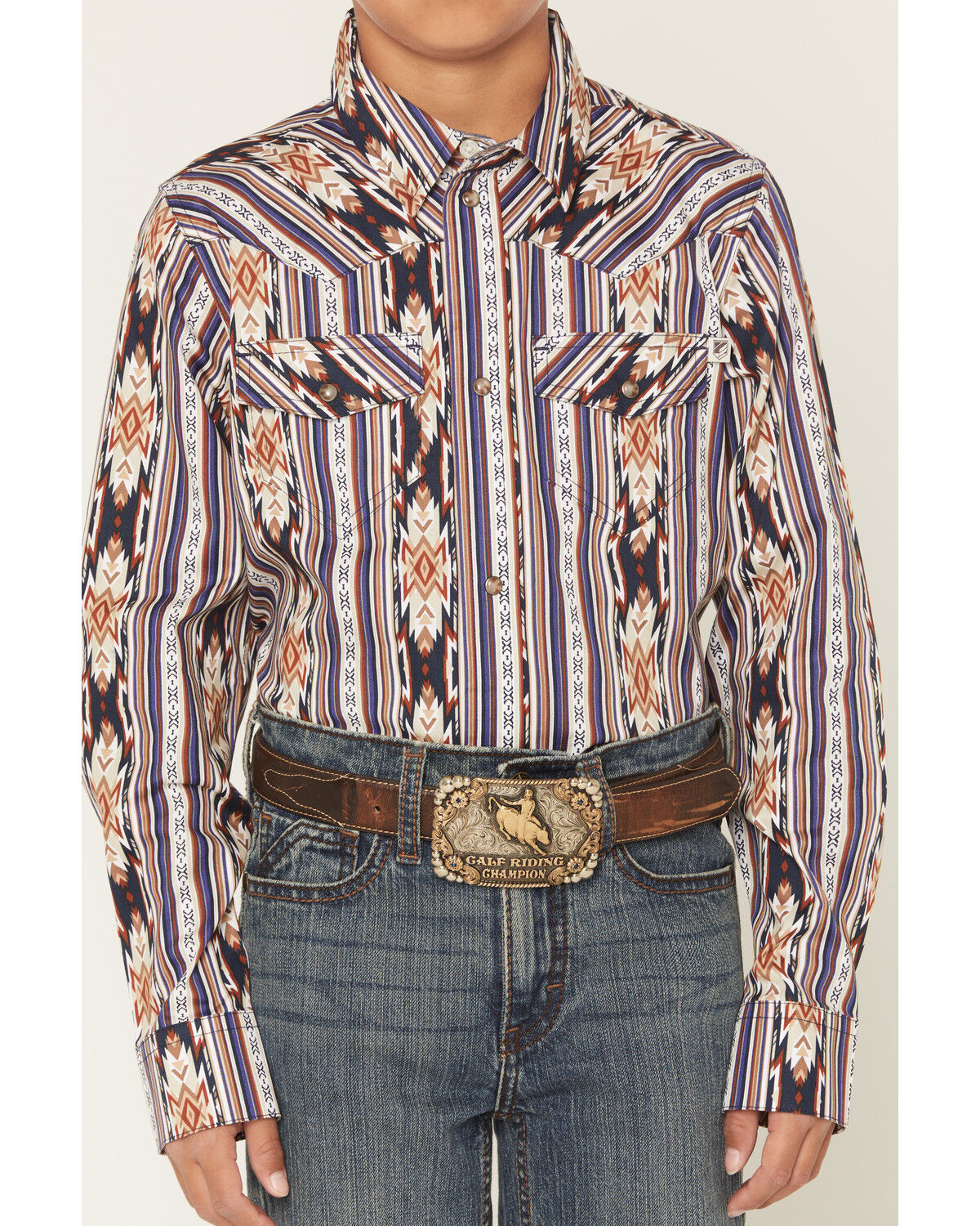 Image #3 - RANK 45® Men's White Mountain Striped Long Sleeve Snap Stretch Western Shirt, Multi, hi-res