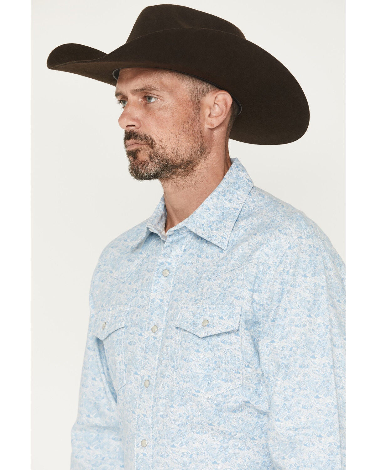 Image #2 - Wrangler Retro Men's Geo Print Long Sleeve Snap Western Shirt, Blue, hi-res