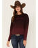 Image #1 - RANK 45&reg; Women's Long Sleeve Ombre Pullover Sweater, Burgundy, hi-res
