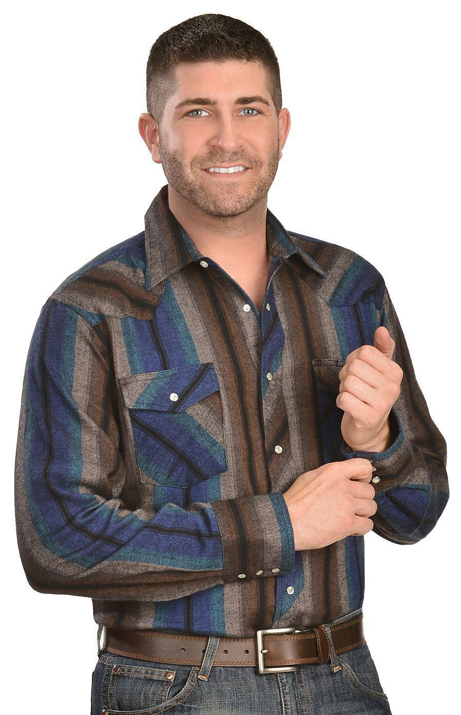 Wrangler Assorted Striped 4.5 oz.Flannel Long Sleeve Shirts - Big,Tall, Big/Tall, Stripe, hi-res