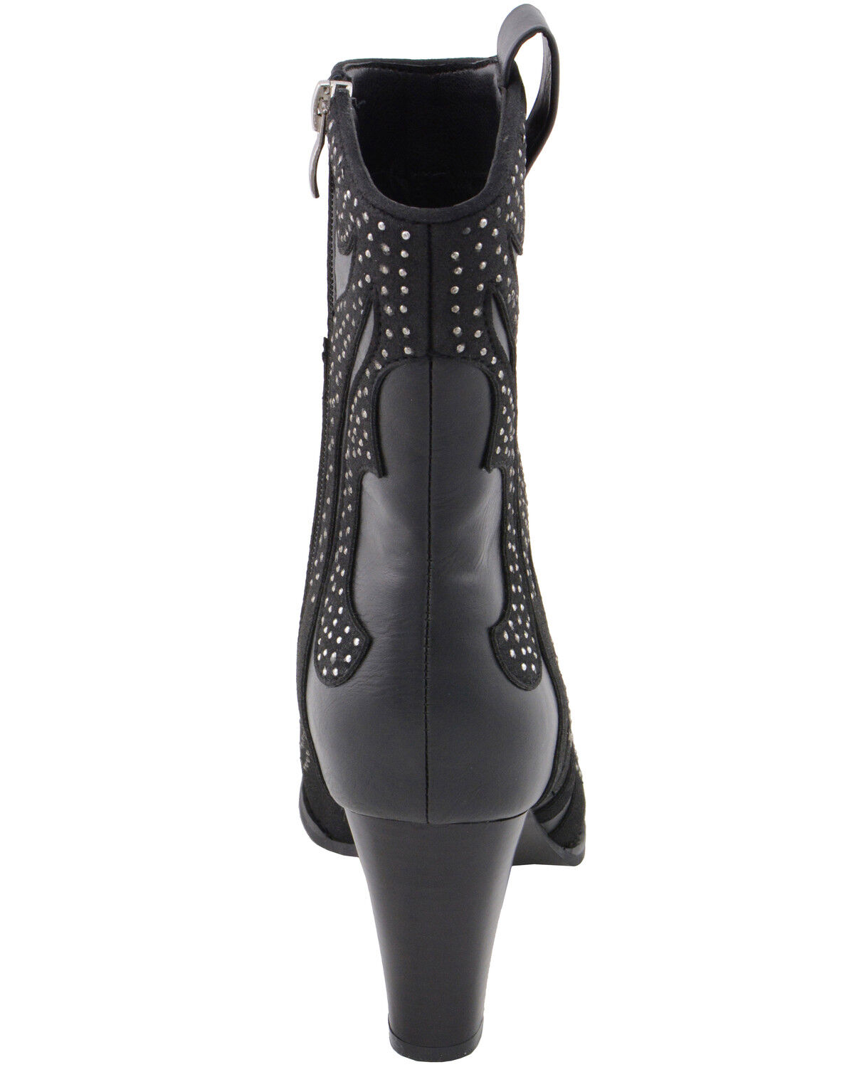 Image #7 - Milwaukee Leather Women's Studded Overlay Western Boots - Round Toe, Black, hi-res
