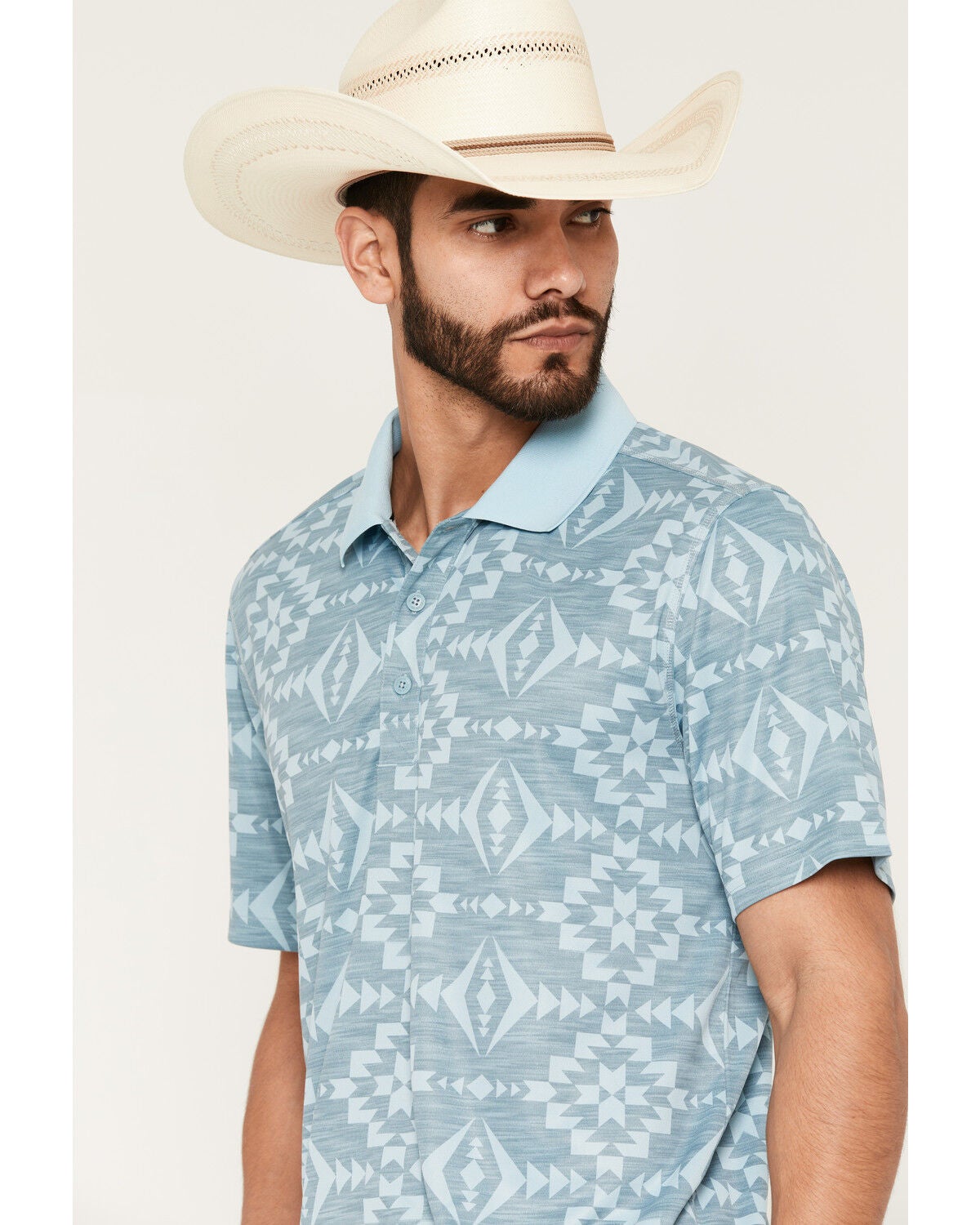 Image #2 - RANK 45&reg; Men's Southwestern Print Short Sleeve Button-Down Polo Shirt, Grey, hi-res