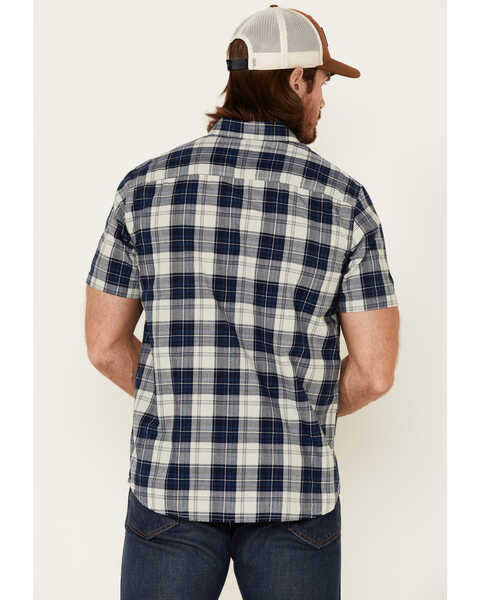 North River Men's Plaid Short Sleeve Button Down Western Shirt , Indigo, hi-res