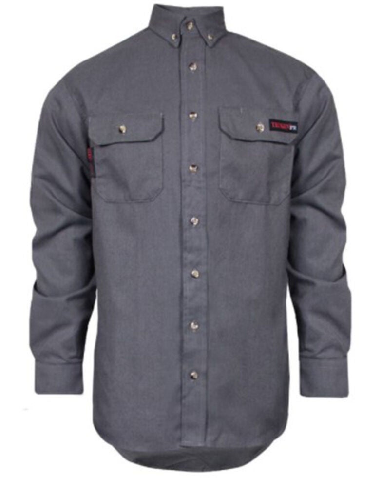National Safety Apparel Men's FR Solid Grey Long Sleeve ButtonDown