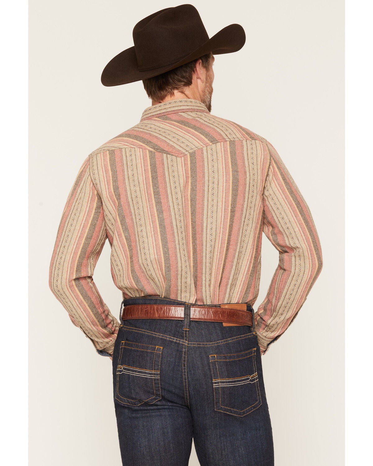 Image #4 - Cody James Men's Truckee Striped Long Sleeve Snap Flannel Shirt - Tall, Bark, hi-res