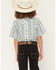 Image #4 - Cody James Boys' Heath Southwestern Striped Short Sleeve Snap Western Shirt, Blue, hi-res