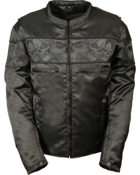 Image #1 - Milwaukee Leather Men's Reflective Skulls Textile Jacket - Big - 5X, Black, hi-res