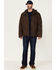 Image #2 - Hawx Men's Brown Castile Weathered Duck Hooded Zip-Front Insulated Work Jacket, Brown, hi-res