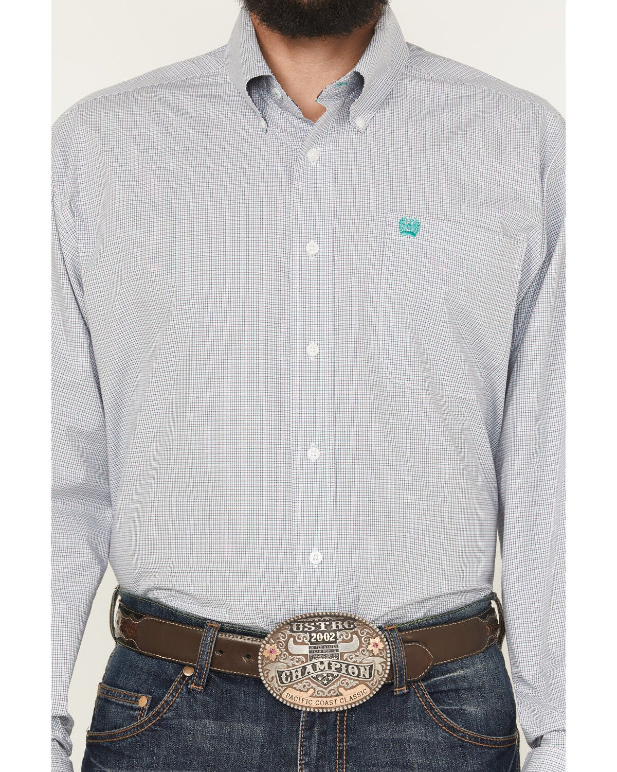Image #3 - Cinch Men's Plaid Print Long Sleeve Button-Down Western Shirt, White, hi-res