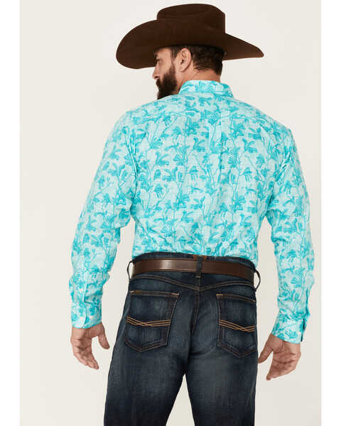 Image #4 - Ariat Men's WF Hassan Floral Print Long Sleeve Button Down Western Shirt , Turquoise, hi-res