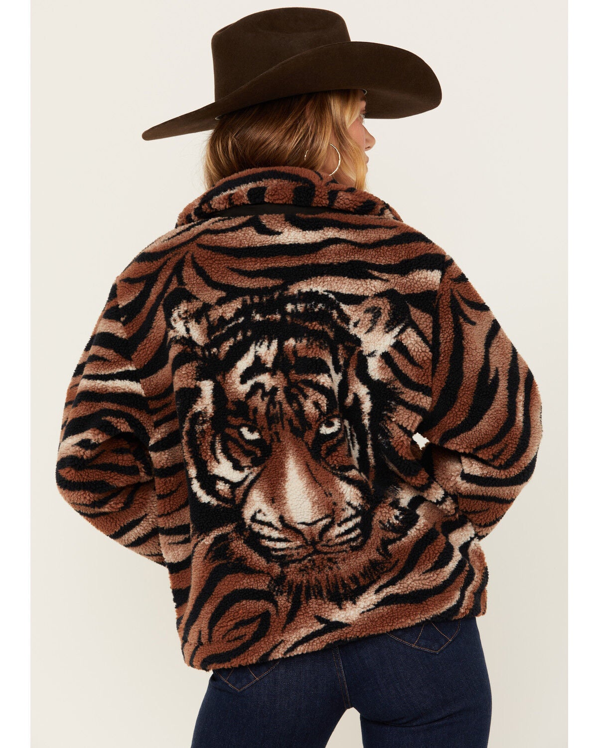 Image #1 - Wrangler Women's Tiger Print Sherpa Jacket, , hi-res