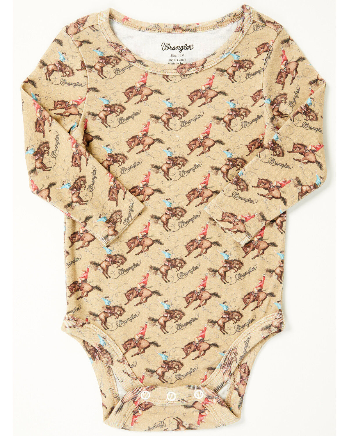 Image #1 - Wrangler Infant Boys' Horse Print Onesie, Tan, hi-res