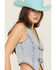 Image #2 - Ashley Women's Boot Barn Exclusive Buckle Front Denim Vest, Light Blue, hi-res