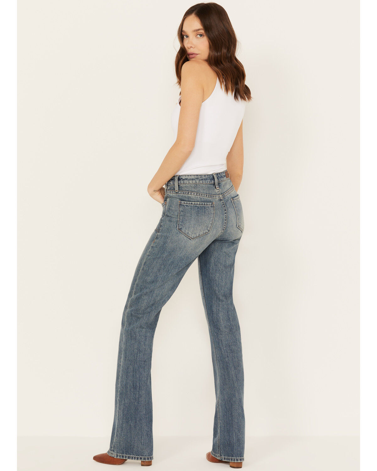 Image #3 - Rock & Roll Denim Women's Medium Wash High Rise Yoke Pocket Vintage Bootcut Jeans, Medium Wash, hi-res