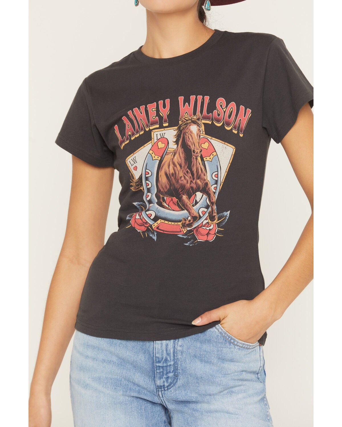 Image #3 - Wrangler X Lainey Wilson Women's Horse Cards Short Sleeve Graphic Tee, Black, hi-res