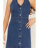 Image #3 - 26 International Women's Medium Wash Scalloped Halter Denim Mini Dress, Medium Wash, hi-res
