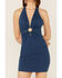 Flying Tomato Women's Denim Halter Bodycon Dress, Blue, hi-res