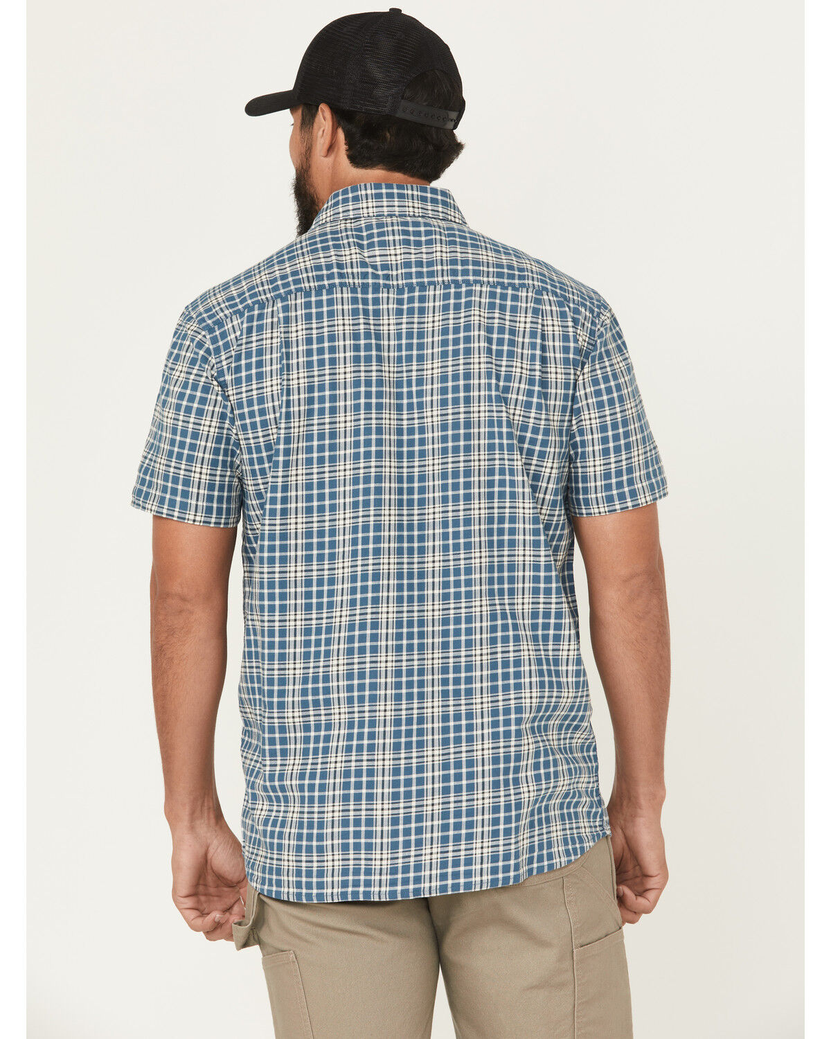 Image #4 - Carhartt Men's Rugged Flex® Relaxed Fit Lightweight Plaid Print Short Sleeve Button-Down Work Shirt, Blue, hi-res