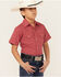 Image #2 - Ely Walker Boys' Bandana Print Short Sleeve Pearl Snap Western Shirt, Red, hi-res