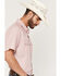 Image #2 - Gibson Trading Co Men's Basic Satin Striped Short Sleeve Snap Western Shirt, Blush, hi-res