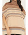 Image #3 - Cotton & Rye Women's Striped Poncho Sweater, Brown, hi-res