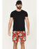 Image #1 - Cinch Men's Rodeo Print Stretch Board Shorts, Red, hi-res