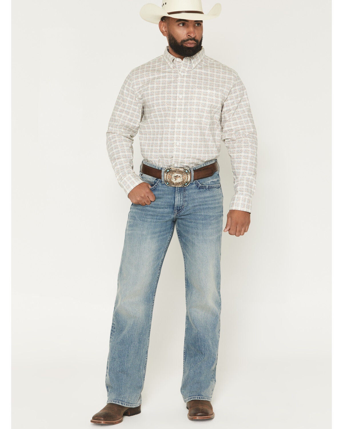 Image #1 - RANK 45&reg; Men's Striker Light Wash Relaxed Bootcut Stretch Denim Jeans, Light Wash, hi-res