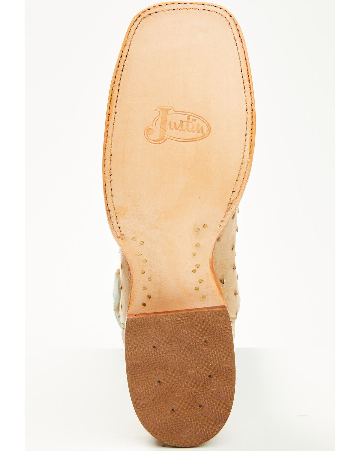 Image #7 - Justin Men's Chisolm Exotic Ostrich Western Boots - Broad Square Toe, Tan, hi-res