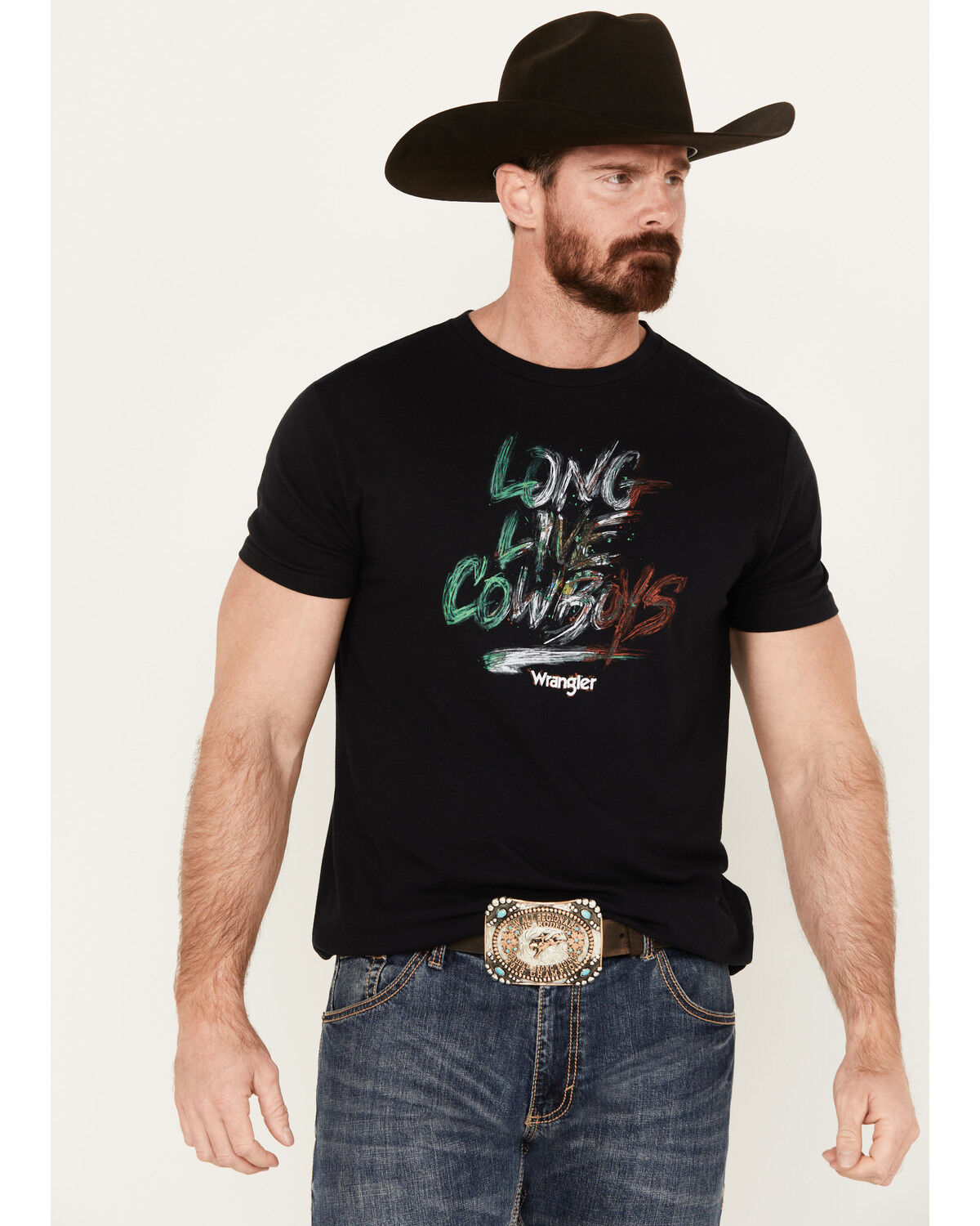 Image #3 - Wrangler Men's Long Live Mexico Short Sleeve Graphic T-Shirt, Black, hi-res