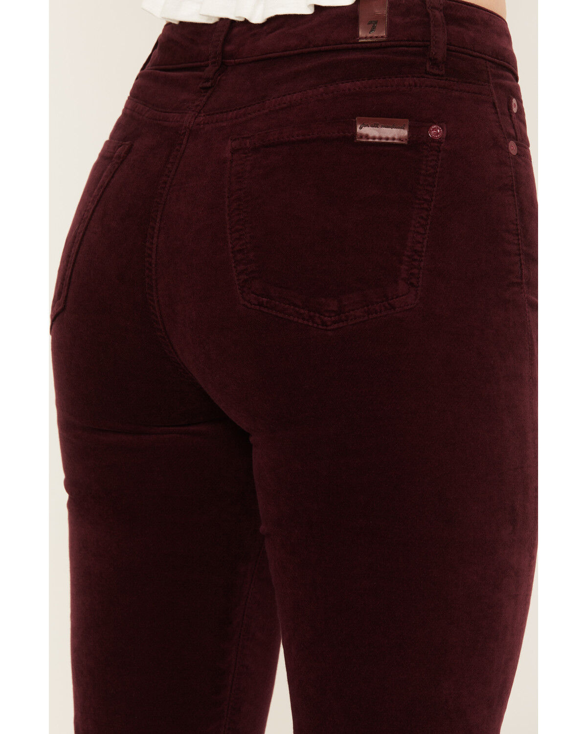 Image #4 - 7 For All Mankind Women's High Rise Velvet Lisha Bootcut Jeans, Burgundy, hi-res