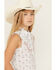 Image #2 - Rock & Roll Denim Girls' Floral Print Sleeveless Snap Western Shirt, White, hi-res