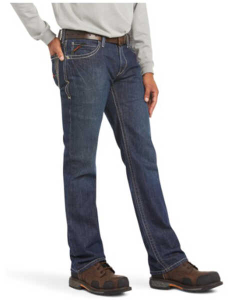 Image #1 - Ariat Men's FR M4 Shale Low Rise Boundary Bootcut Jeans - Big, Grey, hi-res