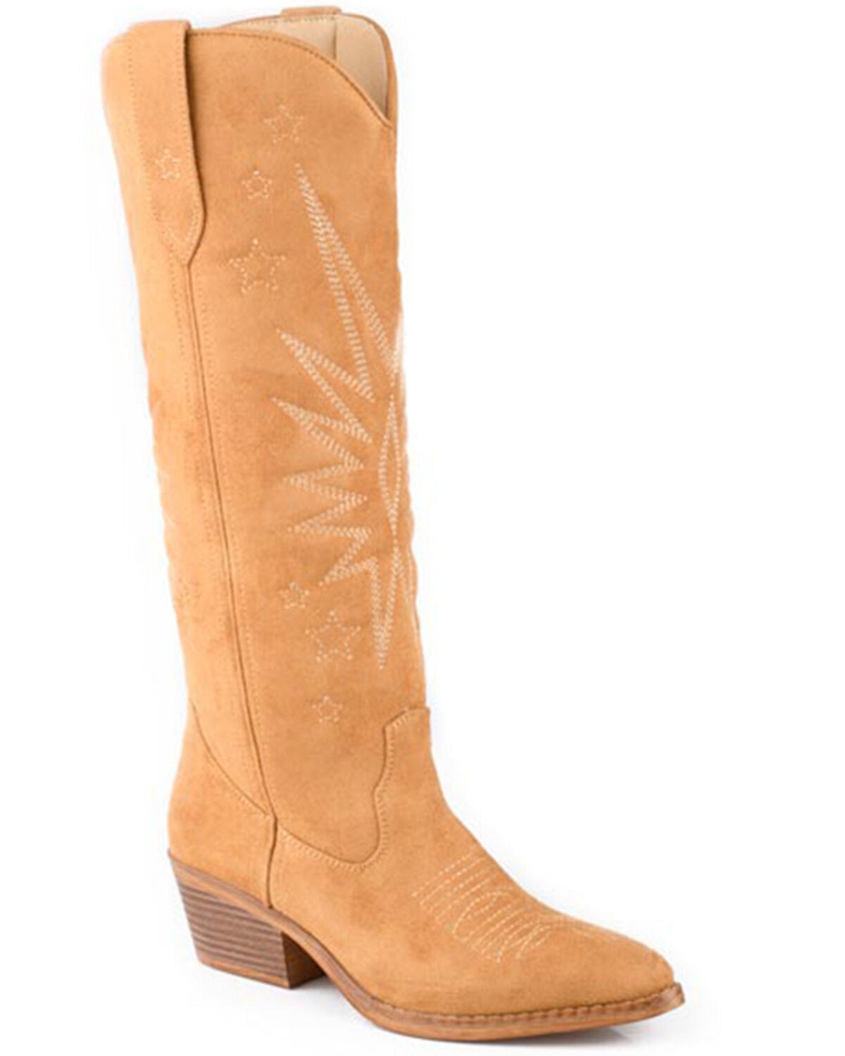 Image #1 - Roper Women's Starburst Tall Western Boots - Round Toe, Tan, hi-res