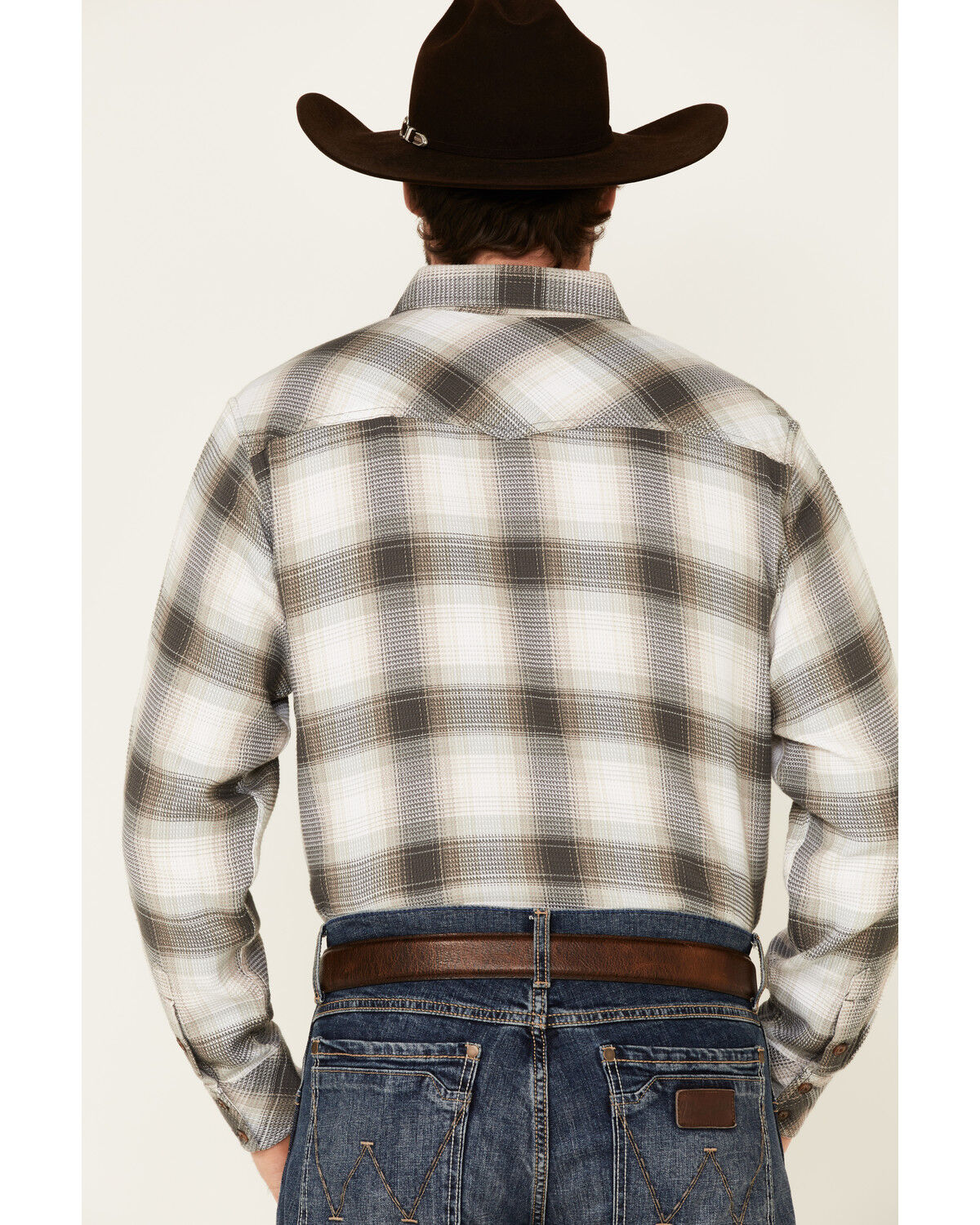 Image #4 - Ariat Men's Hickory Retro Large Plaid Thermal Long Sleeve Button Down Western Shirt, Tan, hi-res