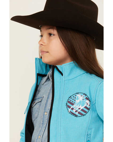 Image #2 - Cowgirl Hardware Girls' Cowgirl Nation Poly Shell Jacket , Turquoise, hi-res