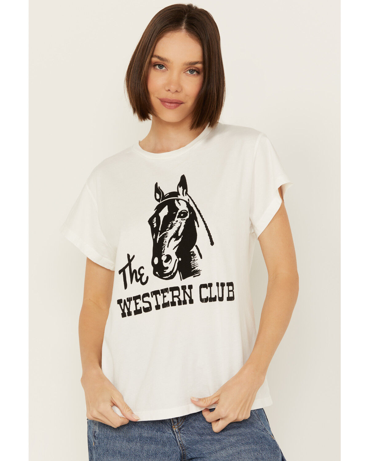 Image #1 - Bandit Women's Horse Western Club Short Sleeve Graphic Tee, White, hi-res