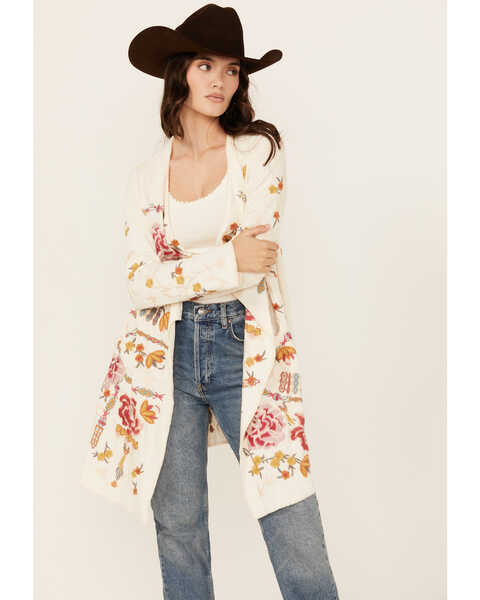 Image #1 - Johnny Was Women's Floral Embroidered Cardigan, Ivory, hi-res