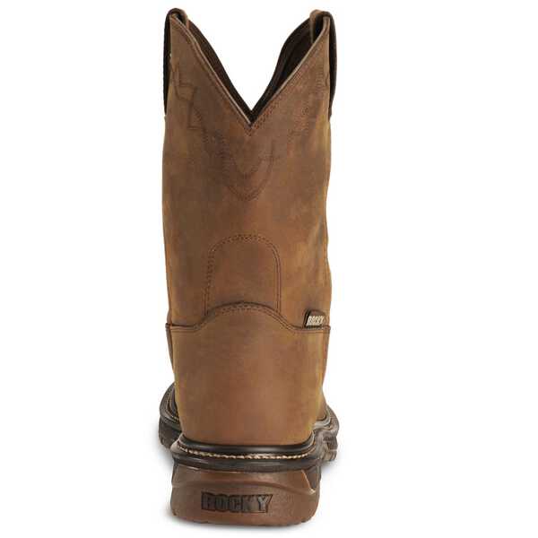 Rocky Men's 10" Original Ride Roper Western Work Boots, Tan, hi-res