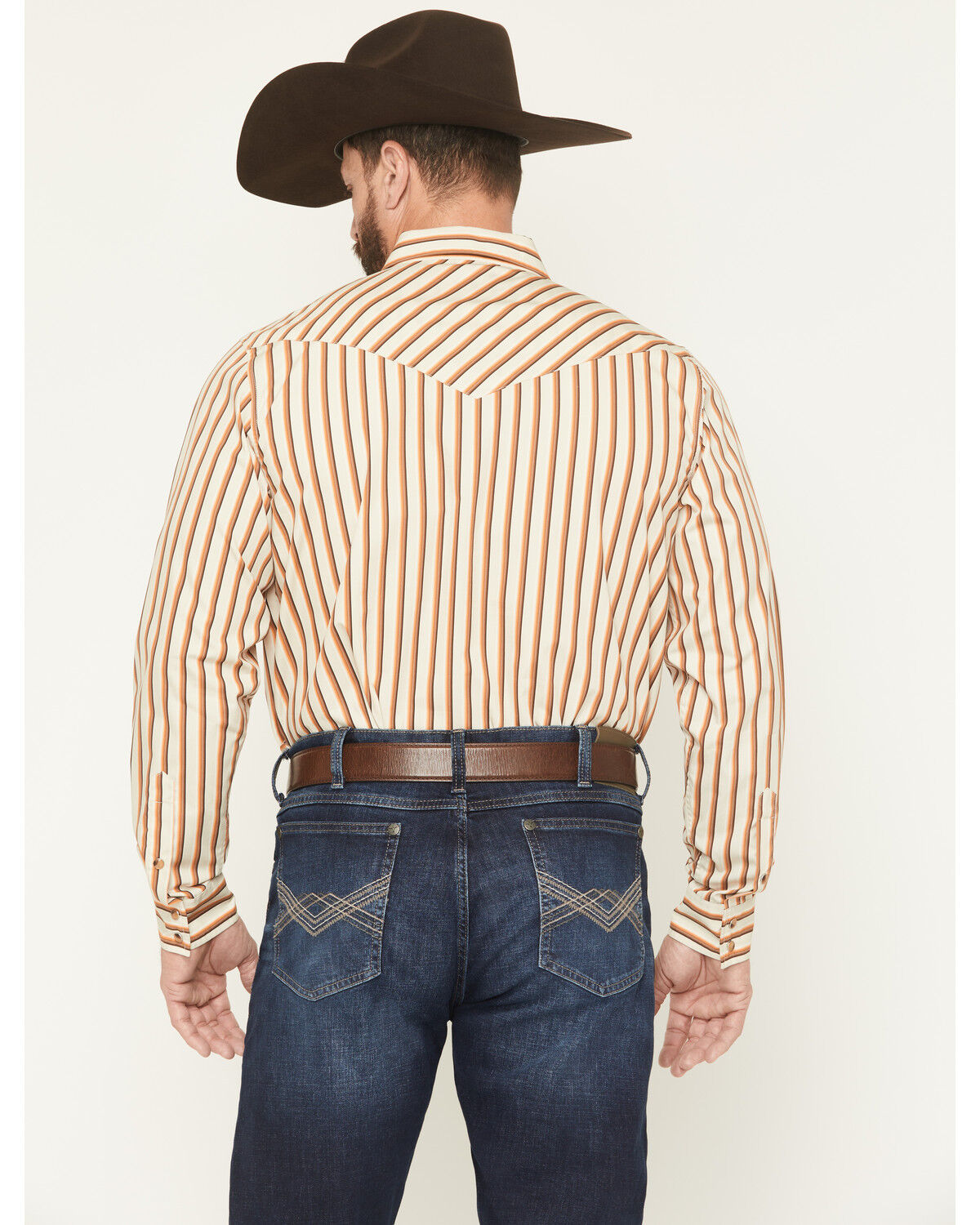 Image #4 - Gibson Trading Co Men's Sand Trap Striped Long Sleeve Snap Western Shirt, Tan, hi-res