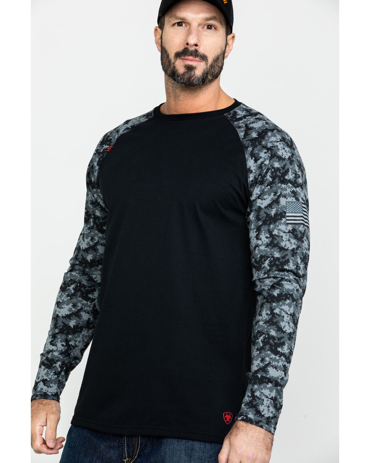 Image #3 - Ariat Men's Camo FR Baseball Long Sleeve Work Shirt, Camouflage, hi-res