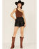 Mauritius Leather Women's Dija Leather Shorts, Black, hi-res
